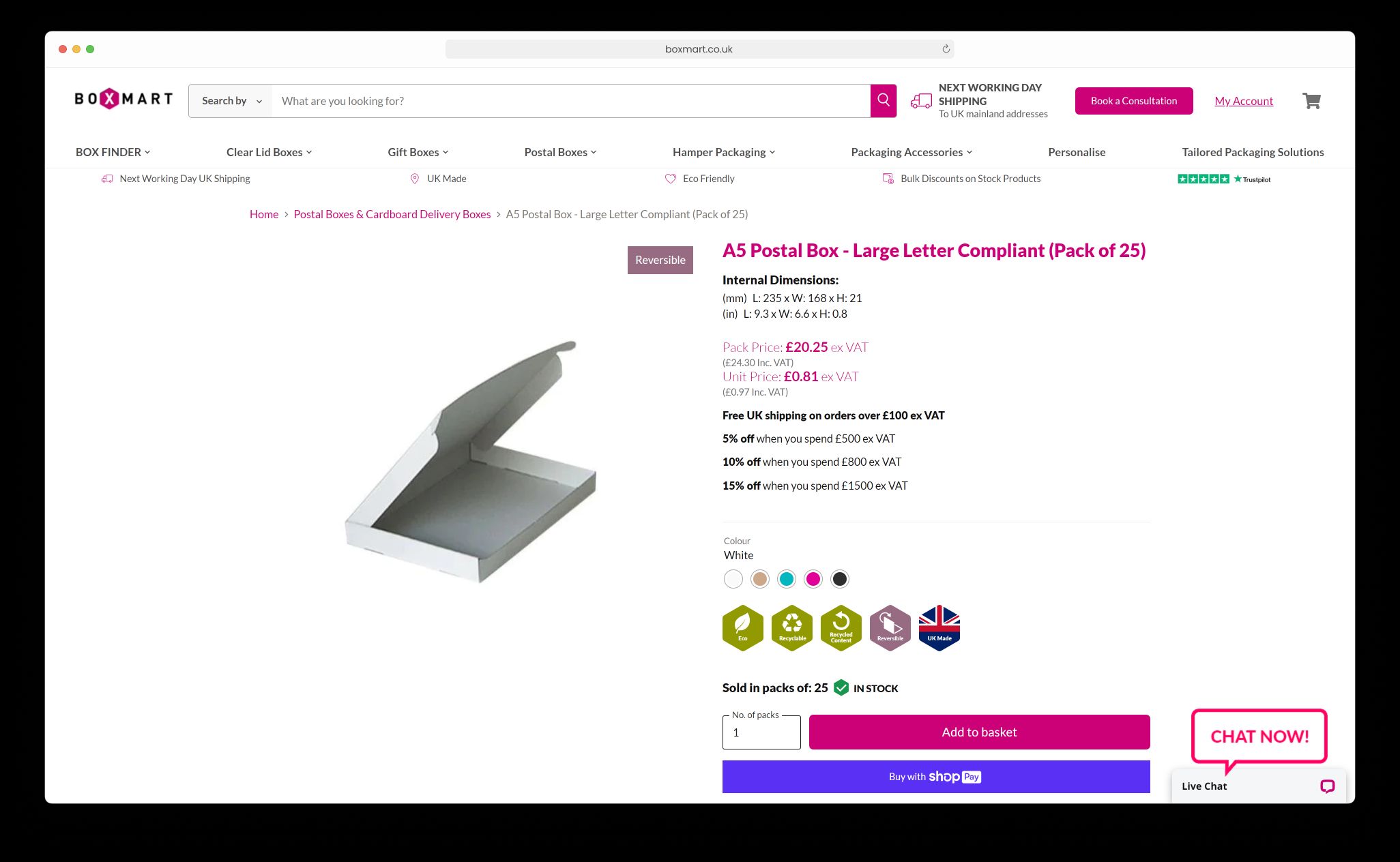 Desktop view of Boxmart.co.uk product page