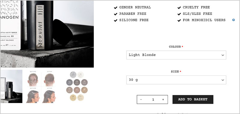 Colour and size options showing customised images for demonstration, implemented by our expert Magento developers