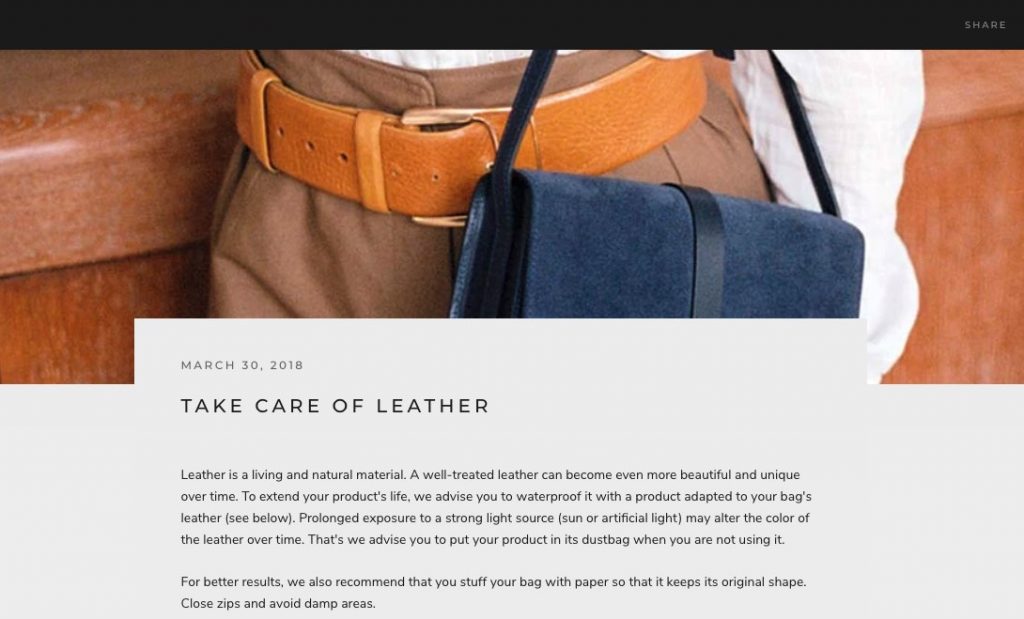 Shopify Blog Expertise leather bag and belt sample store