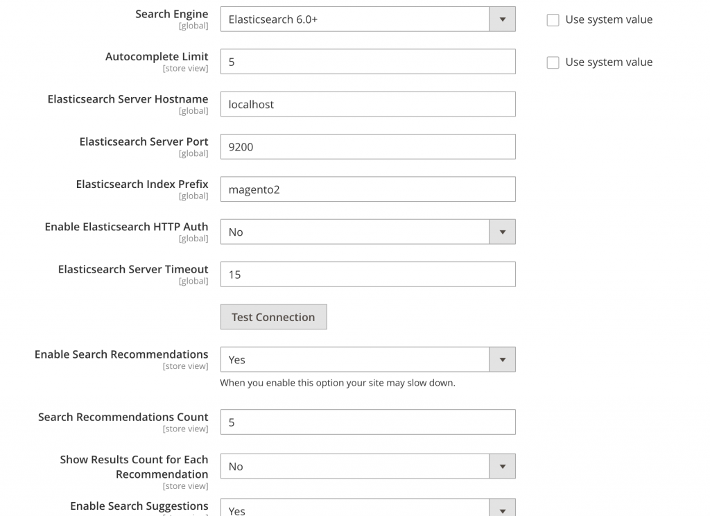 Magento 2.4 elastic search settings