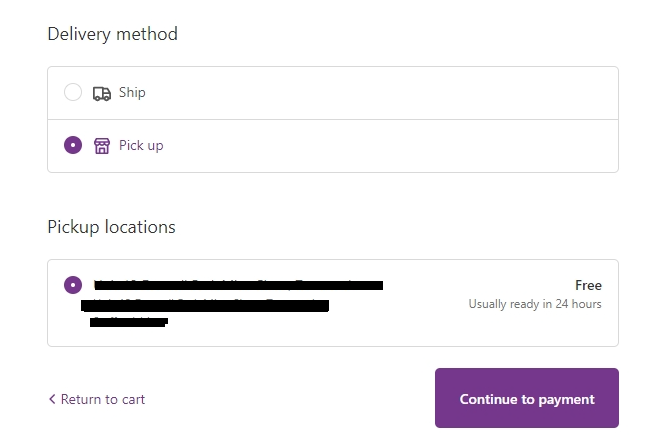 Shopify checkout click and collect