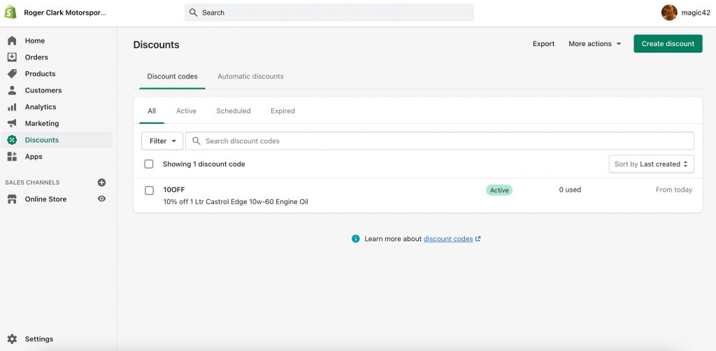 Discount Applied in Shopify