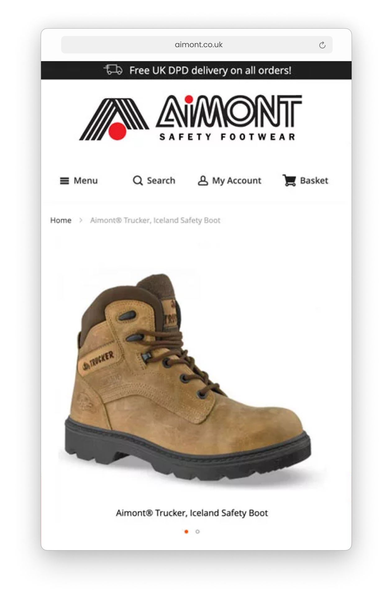 Mobile view of the Aimont Safety Footwear product page