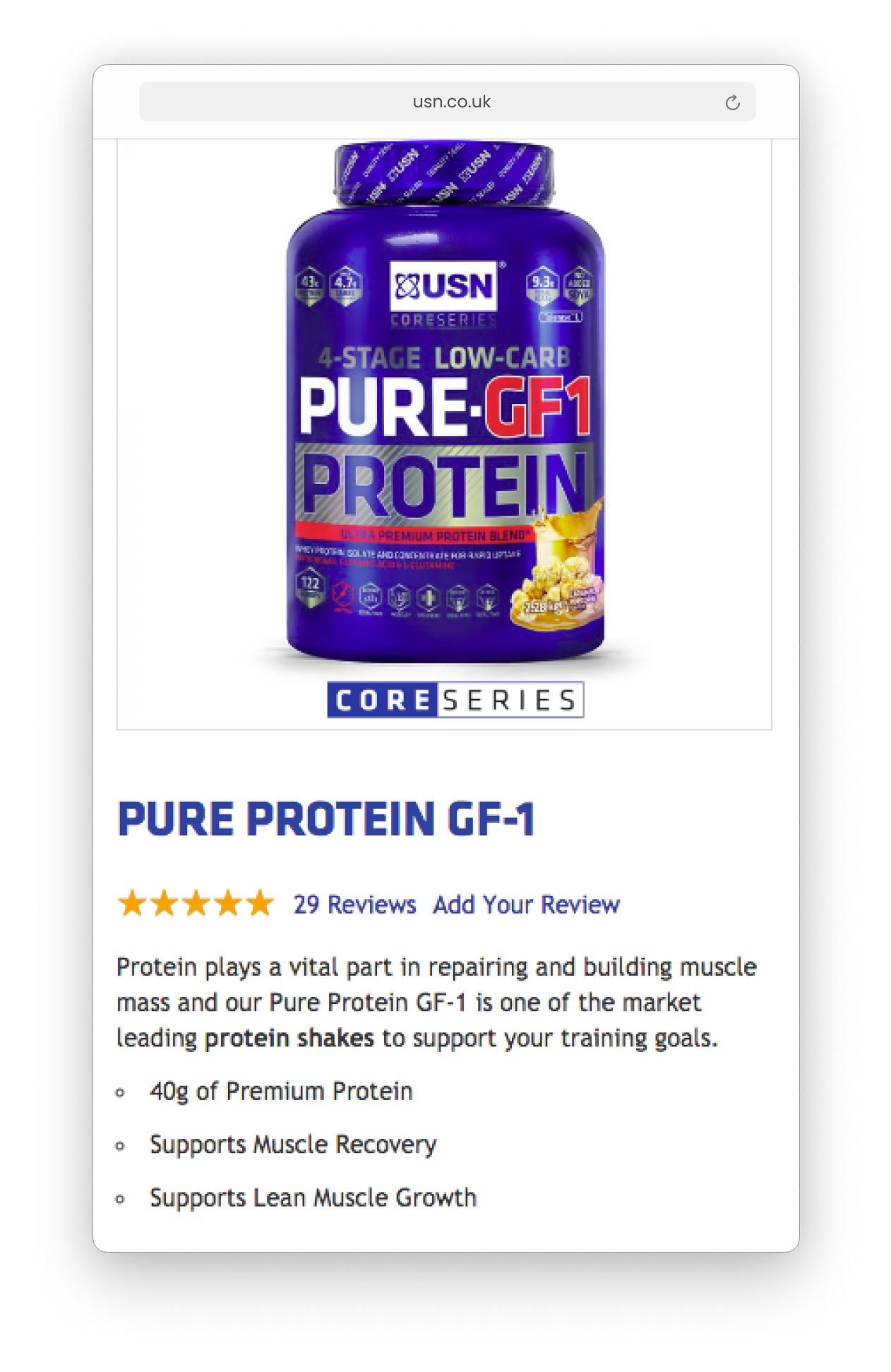 Product page on the USN website