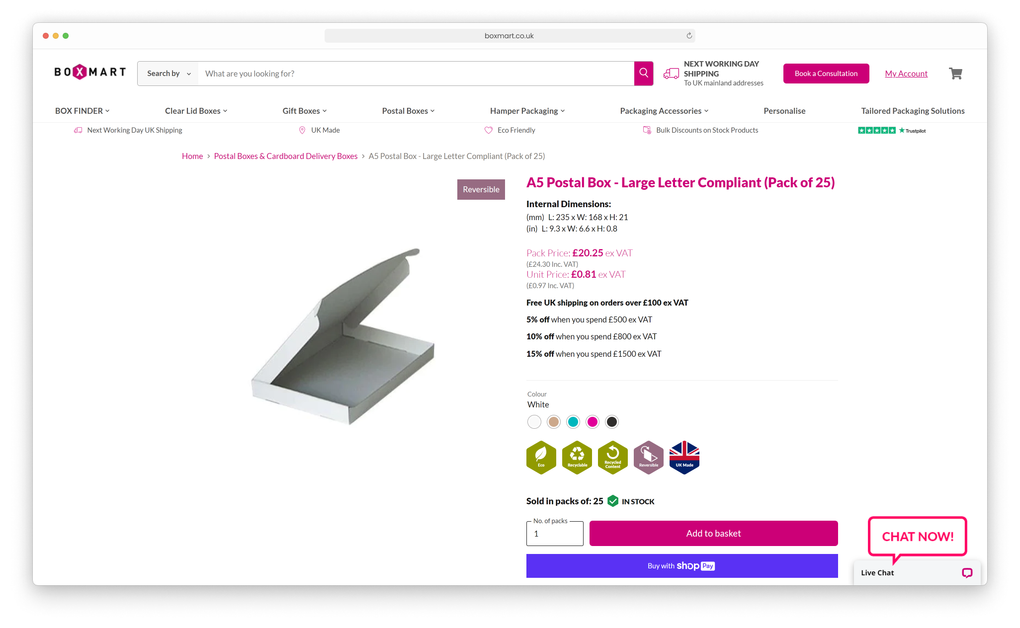 Desktop view of Boxmart.co.uk product page