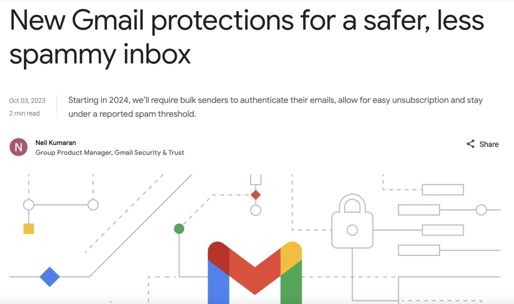 Gmail and Yahoo mail sending requirements are set to change in 2024