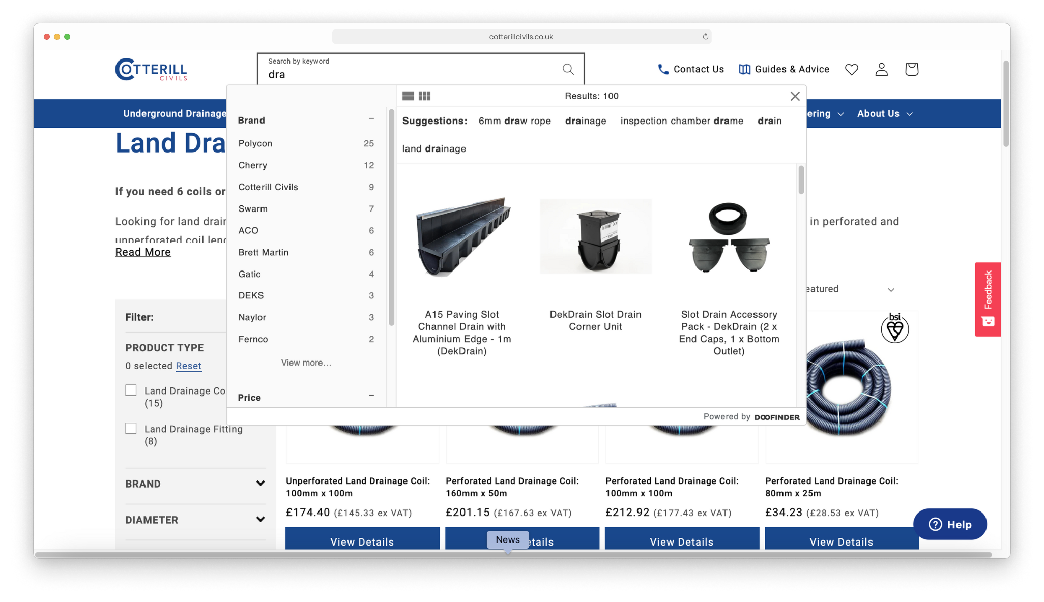 Cotterill Civils Advanced Search