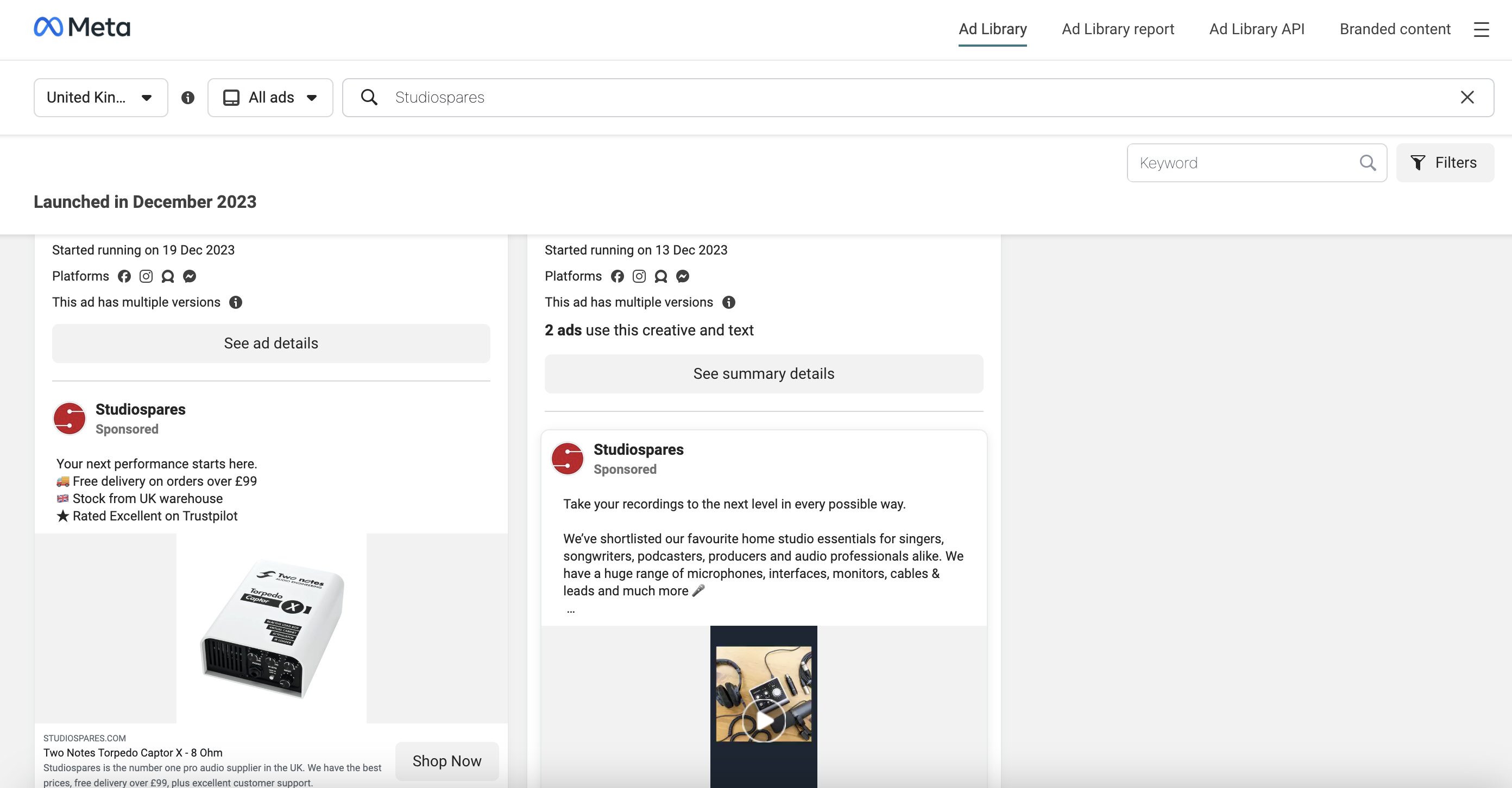 Meta Ad Library Example How to spy on competitors’ ads the easy way | Google Ads & Meta Ads ...