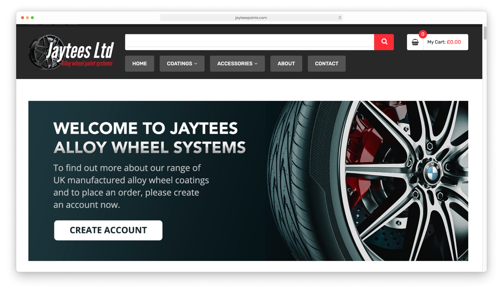 Jaytees frontpage, showing their wealth of automotive part colours, as developed on Magento by eCommerce development agency, magic42