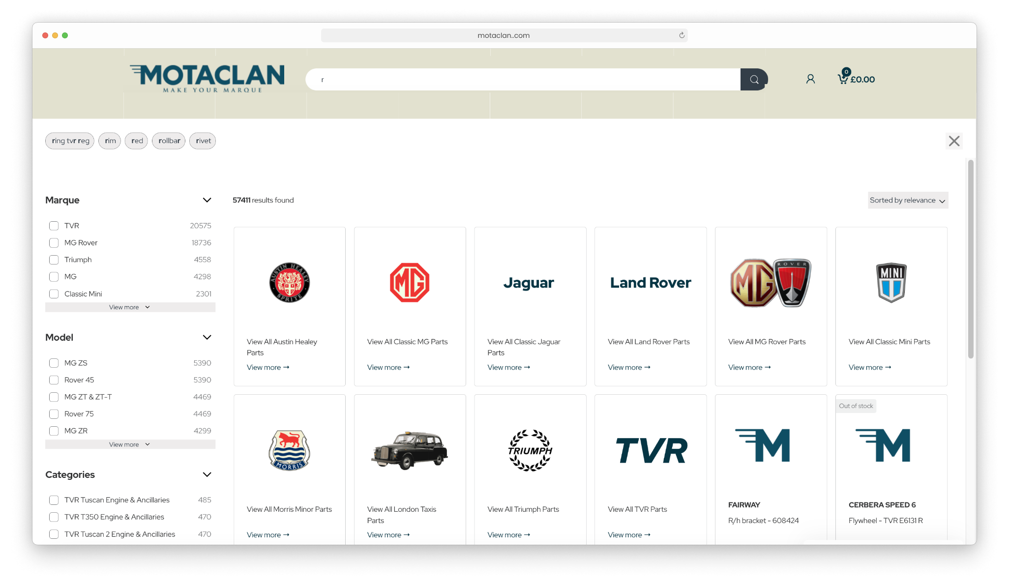 Motaclan's Advanced Search with Doofinder, as implemented by eCommerce development agency, magic42