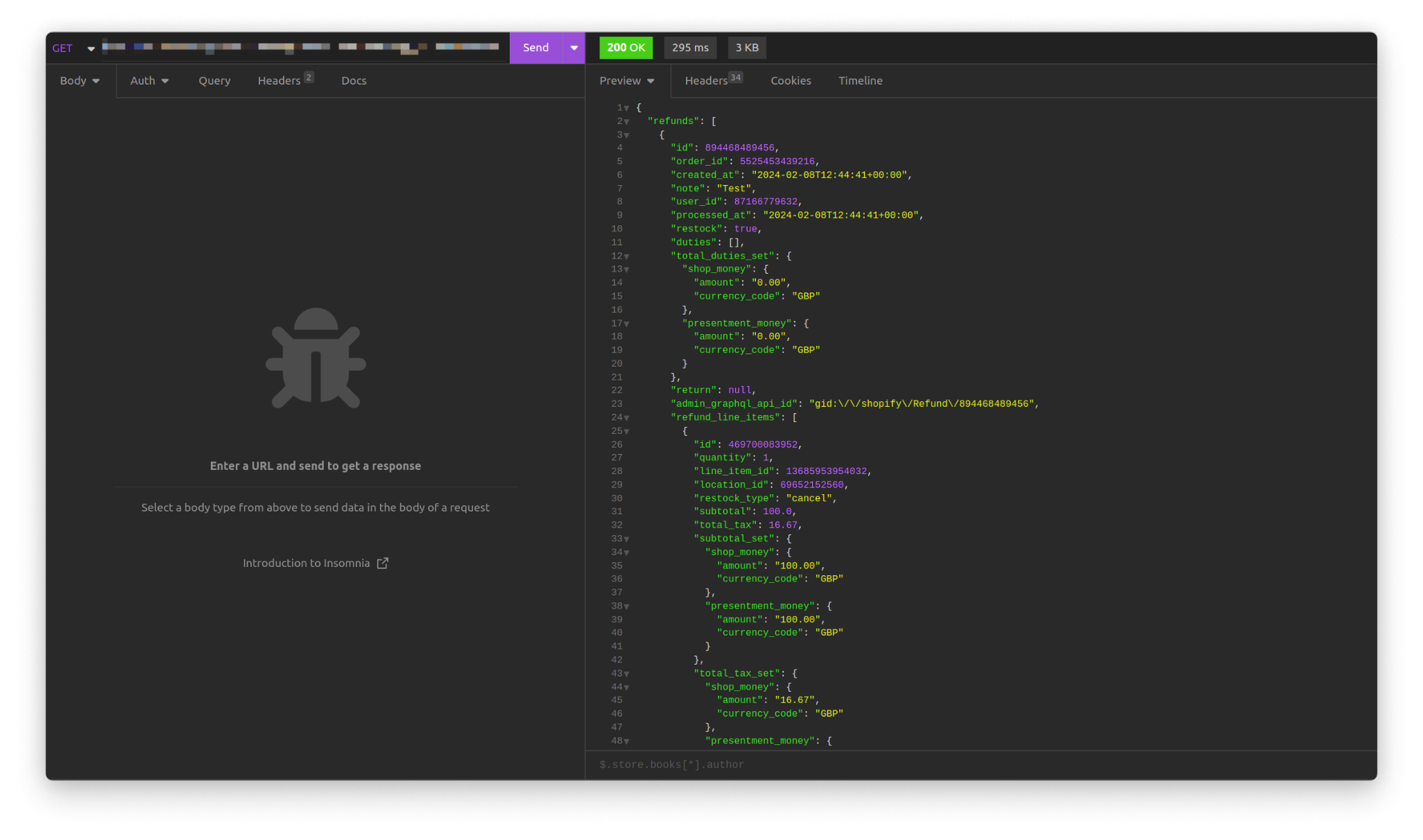 Weekend Offender Credit Note as shown through an API with Shopify Payments