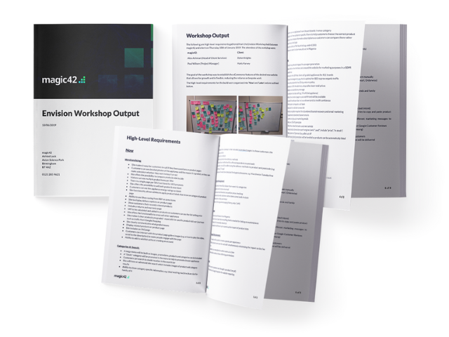 Envision Workshop documents as an outcome from our replatforming and migration meeting for your eCommerce website