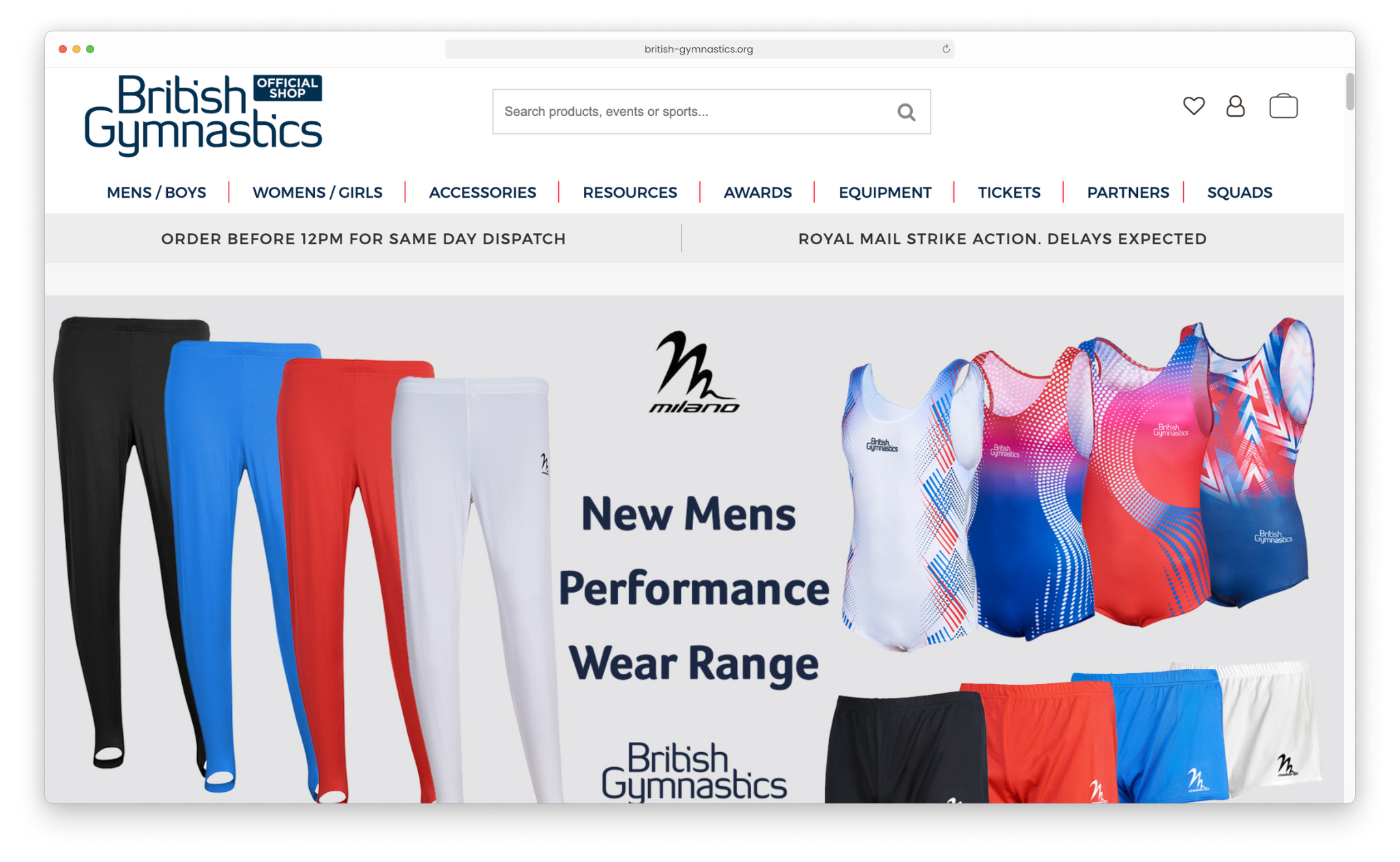 British Gymnastics website and front page on their Magento Open Source platform, as recommended by UK eCommerce development agency, magic42