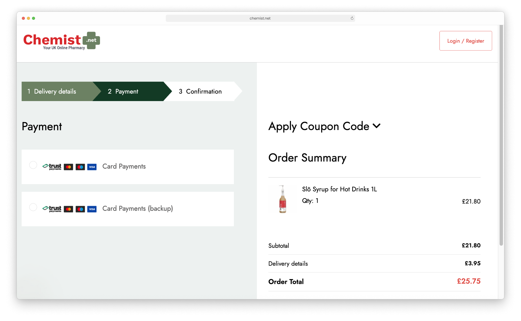 Trust Payment Gateway in Chemist.net
